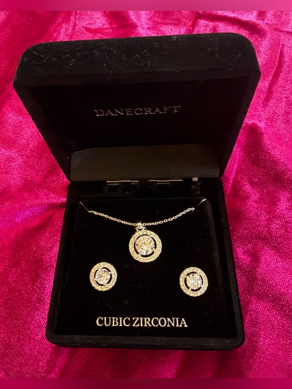 Danecraft Silver Plated Cubic Zirconia Necklace & Earring Set -
